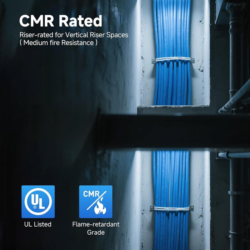 CableMatters كابل إيثرنت Cat6 من النحاس النقي بسمك 23AWG، معتمد من UL، بسرعة 10Gbps، بطول 300 قدم، كابل Cat 6، لفة كابل، باللون الأزرق - Image 5